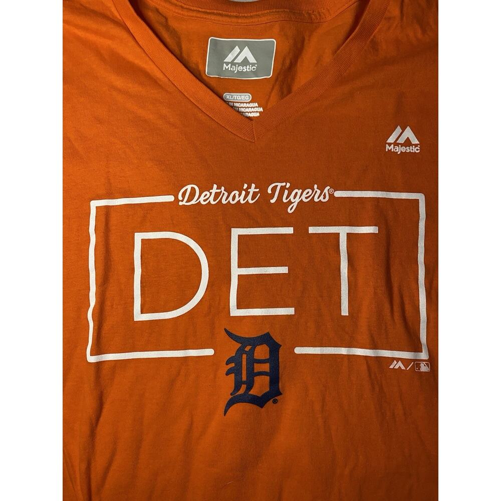 Detroit Tigers Womens T Shirt XL Orange Majestic MLB DET Logo NWT Baseball